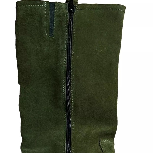 Aquatalia Romania Suede Olive Green Mid Calf Pull on Equestrian Ryder Boots 8.5 - Picture 4 of 4